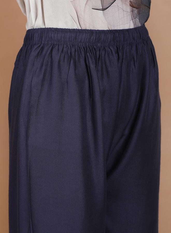 تايك تو بنطال بالازو واسع الساق لون كحلي - Image 4